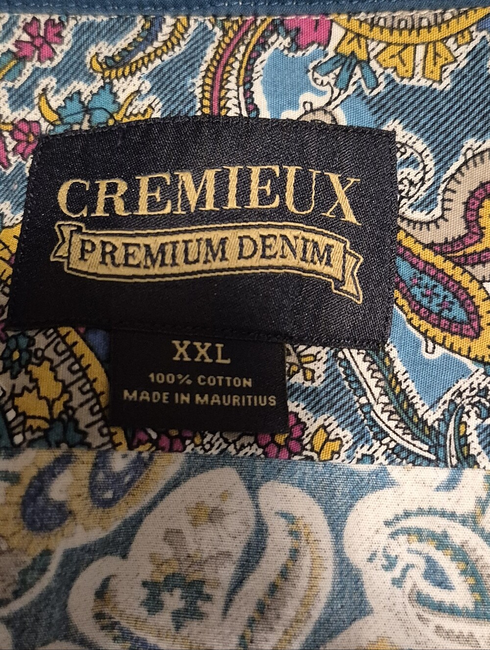 Cremieux Premium Denim Men XXL Paisley Western Boho Retro Button Shirt - Picture 3 of 6